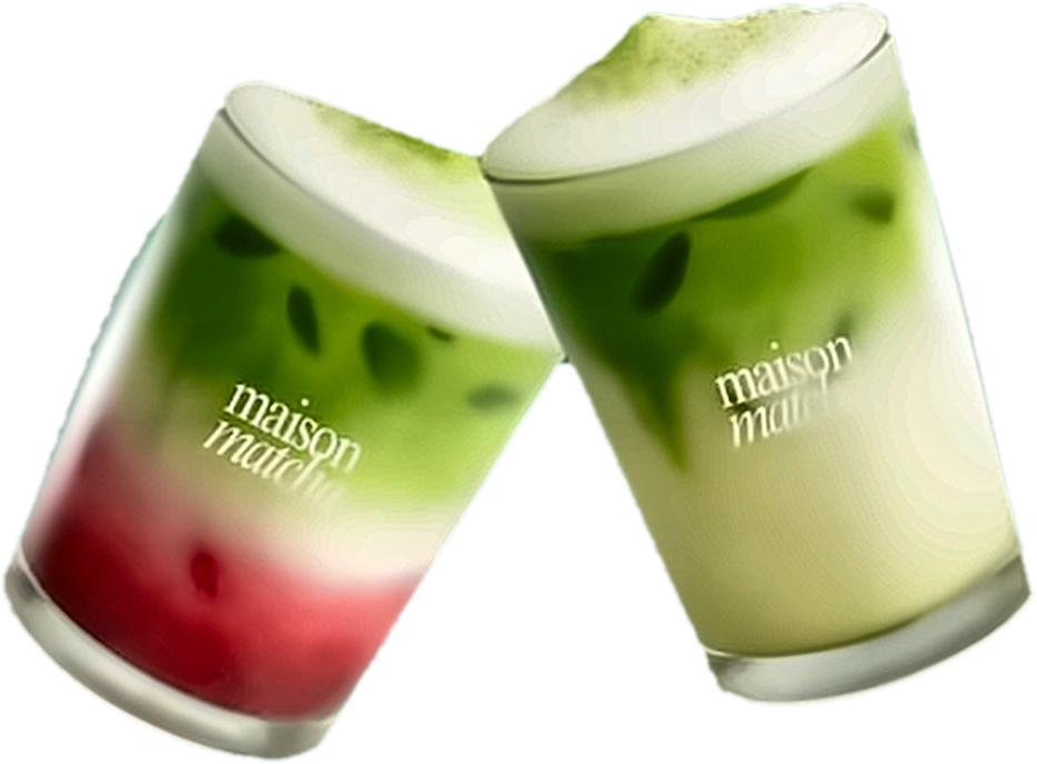 Un raspberry matcha et un vanilla matcha qui trinquent